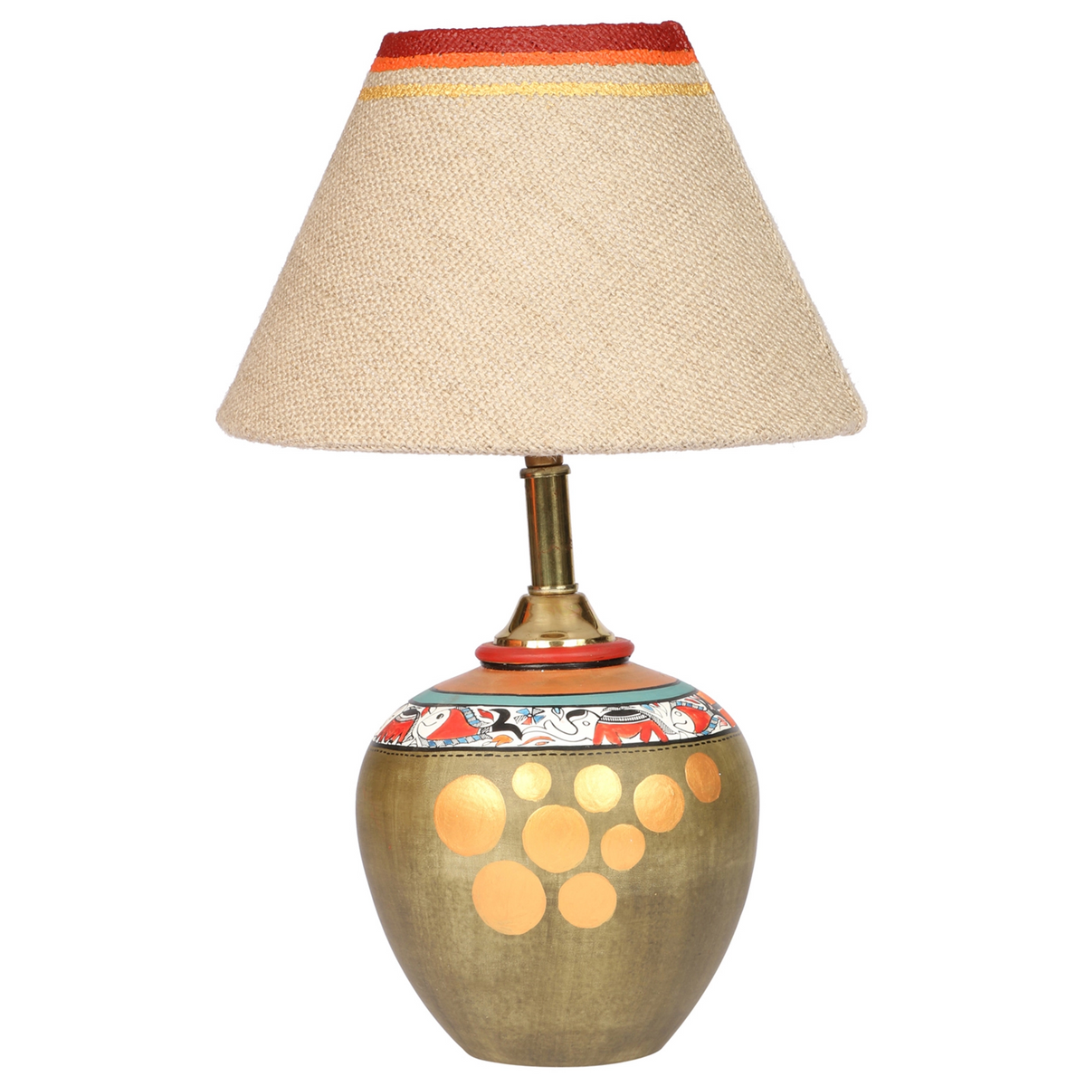 Earthen Handcrafted Table Lamp with Brown Shade