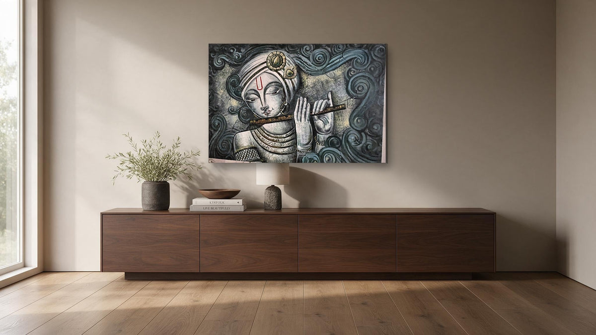 Krishna in Silver & Teal