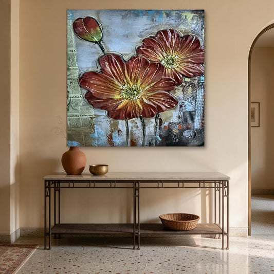 Red Poppies in Relief