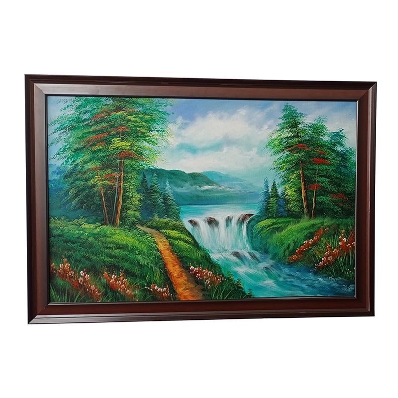 Waterfall in the Forest, hand-painted waterfall and forest landscape
