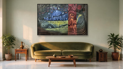 The Boat & The Woman (Cubist)