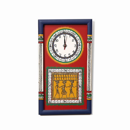 Handcrafted Warli and Dhokra Art Wall Clock