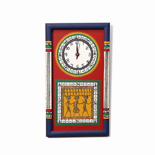 Handcrafted Warli and Dhokra Art Wall Clock