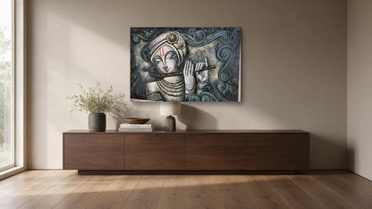 Krishna in Silver & Teal